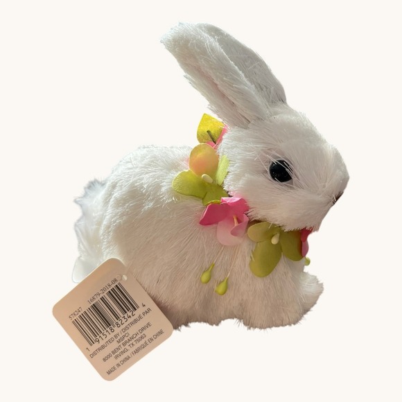 Ashland Easter Bunny Tabletop Decor White Floral Collar Brand New NWT Spring - Picture 4 of 6